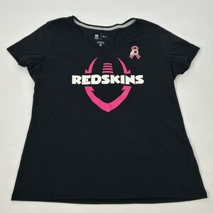 Washington Redskins Shirt Womens L Black Nike V Neck Breast Cancer Awareness NFL